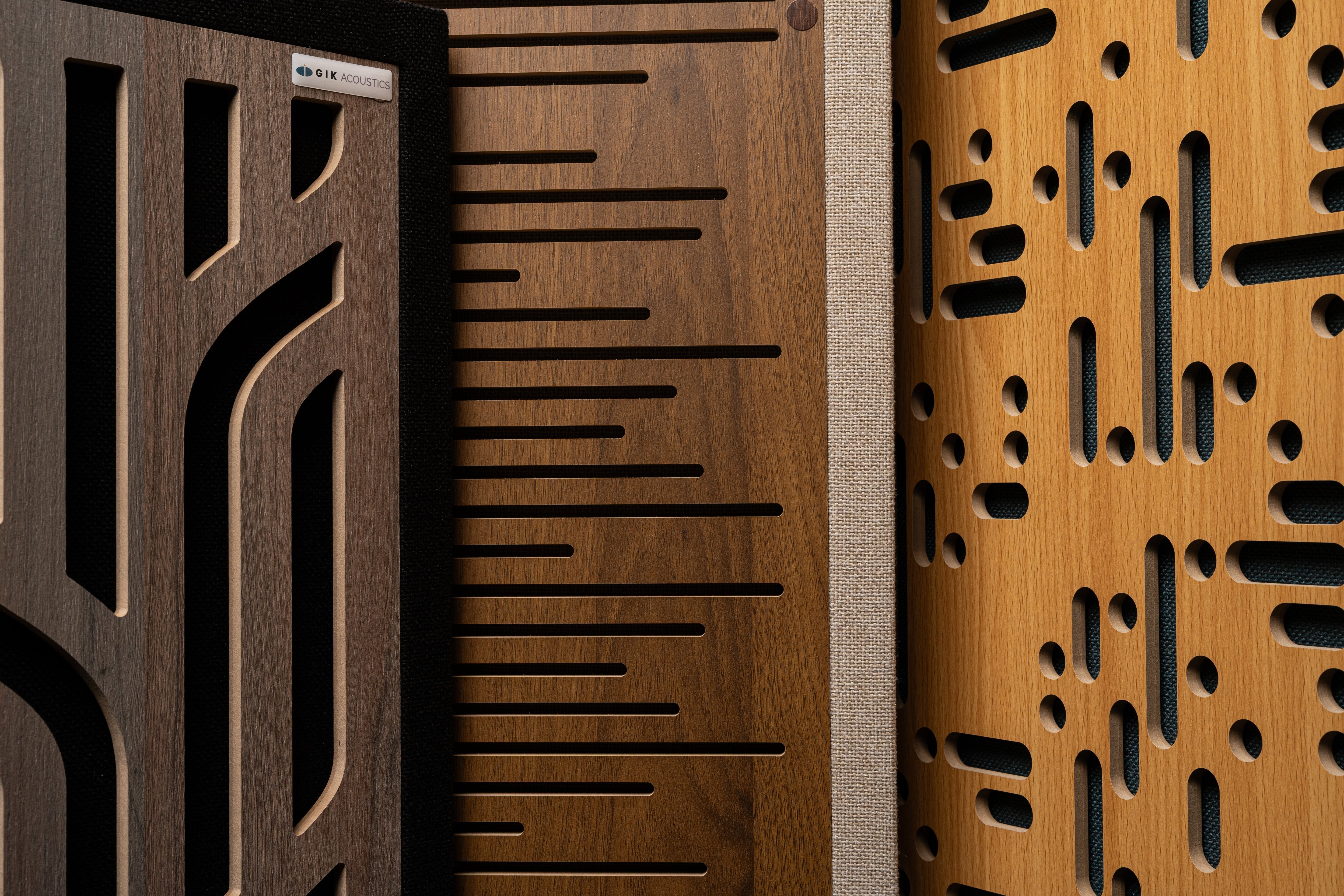 GIK Acoustics Amplitude™ acoustic panels showing plate options