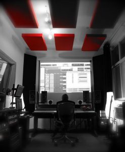 Tiny Thunder Audio GIK Acoustics Red Acoustic Panels Ceiling Cloud