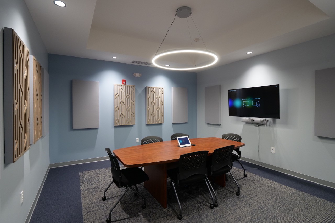 GIK Acoustics using Acoustic Panels in Conference Room with decorative acoustic panels
