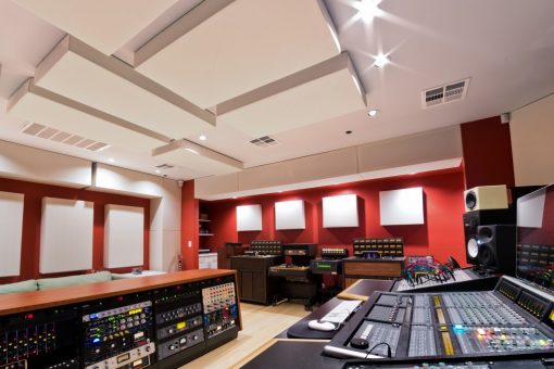 bass traps and cloud panels by GIK Acoustics in Lost Ark Studio Control panel