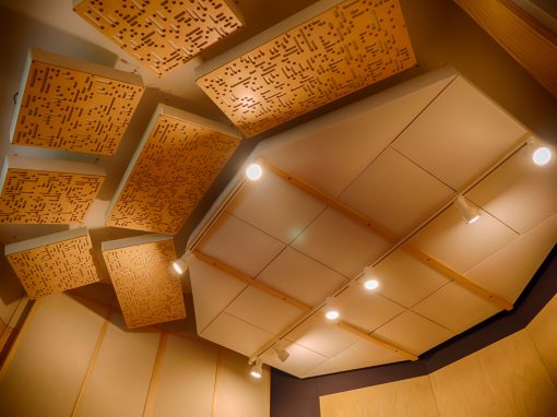 GIK Acoustics Alpha Series as slanted clouds behind listening position