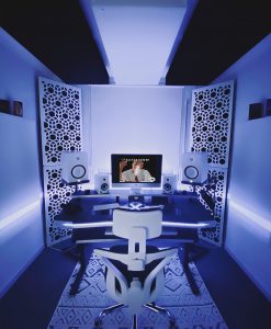 Stunning Home Studio design using Impression Pro Series Corner Bass Traps stacked in the corners