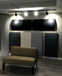 Diffusors and Bass Traps by GIK Acoustics back wall of Sun Room Audio