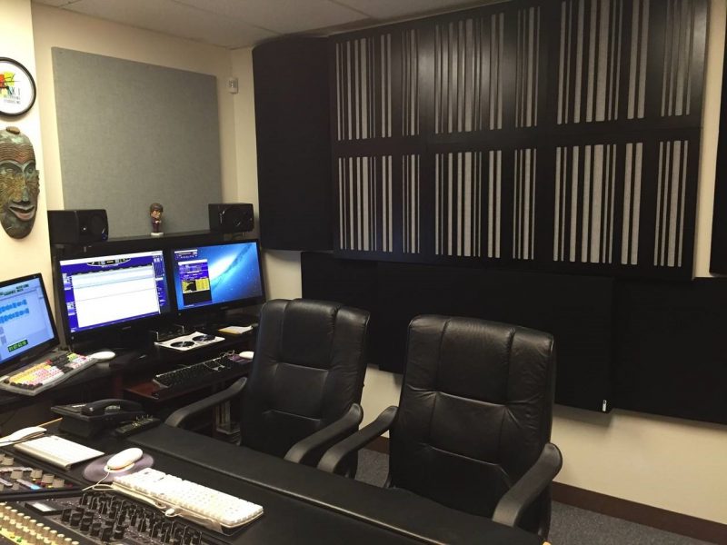 Bass trap diffusor absorber alpha series by GIK Acoustics back wall Tiki recording Mastering Room