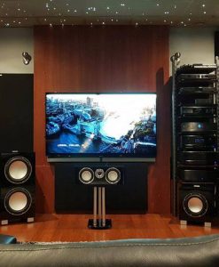 Home theater acoustic treatments with GIK 244 Bass Traps