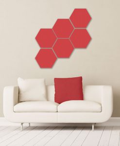 GIK Acoustics REd Hexagon Acoustic Panels 1x1 decorative sound absorbing panels in room