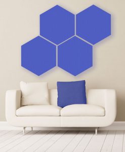 GIK Acoustics Blue Hexagon Acoustic Panels 2x2 decorative sound absorbing panels in room