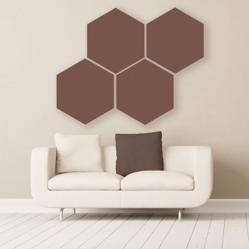 GIK Acoustics Brown Hexagon Acoustic Panels 2x2 decorative sound absorbing panels in room