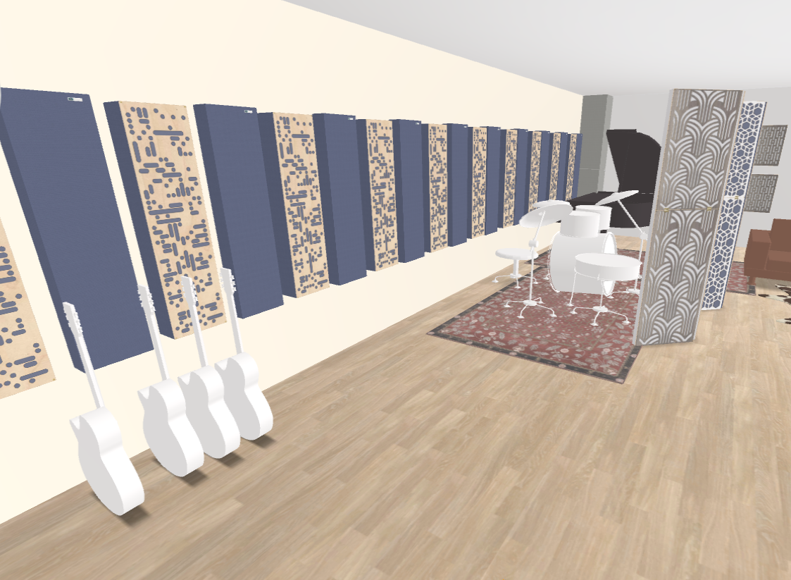 GIK Acoustics Recording Studio Live Room 3D Plan inside